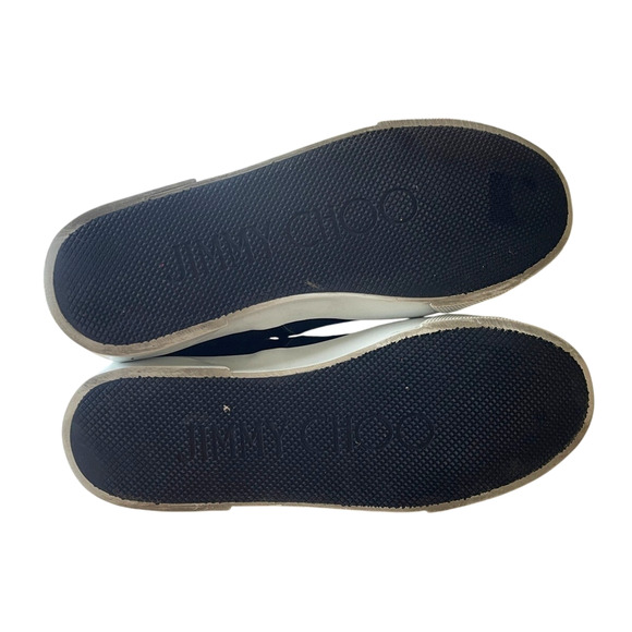 Jimmy Choo 7 Della Rhinestone Crystal Hightop Sneakers Pull On Shoes Gray 37 - Picture 11 of 11